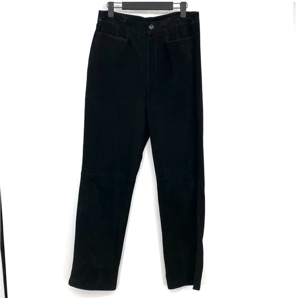 Vintage 90s Sonoma Jean Company Suede Leather Pants‎ Womens Sz 10 Black Straight